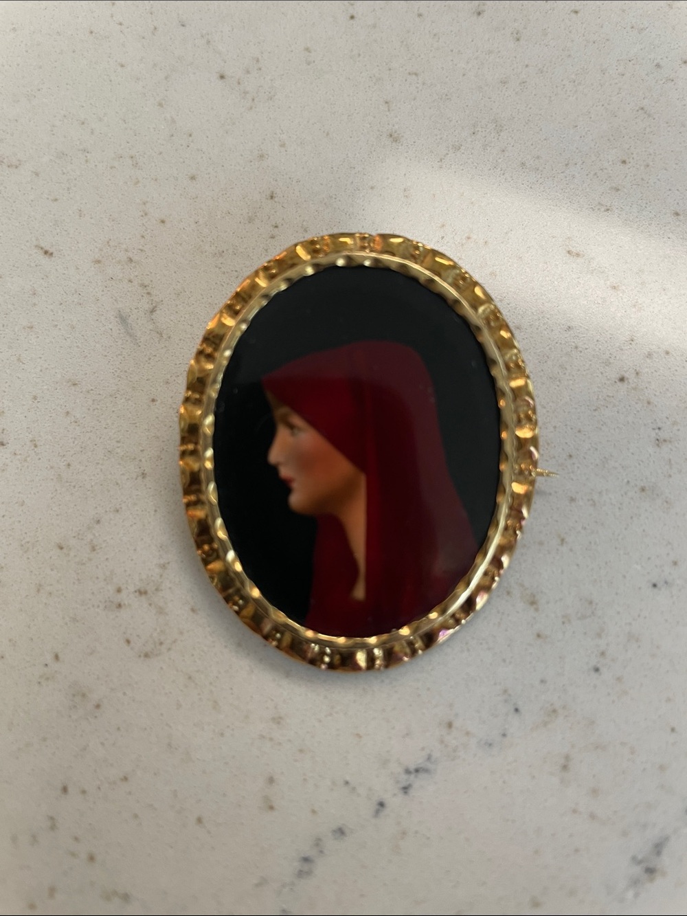 St Fabiola vintage brooch